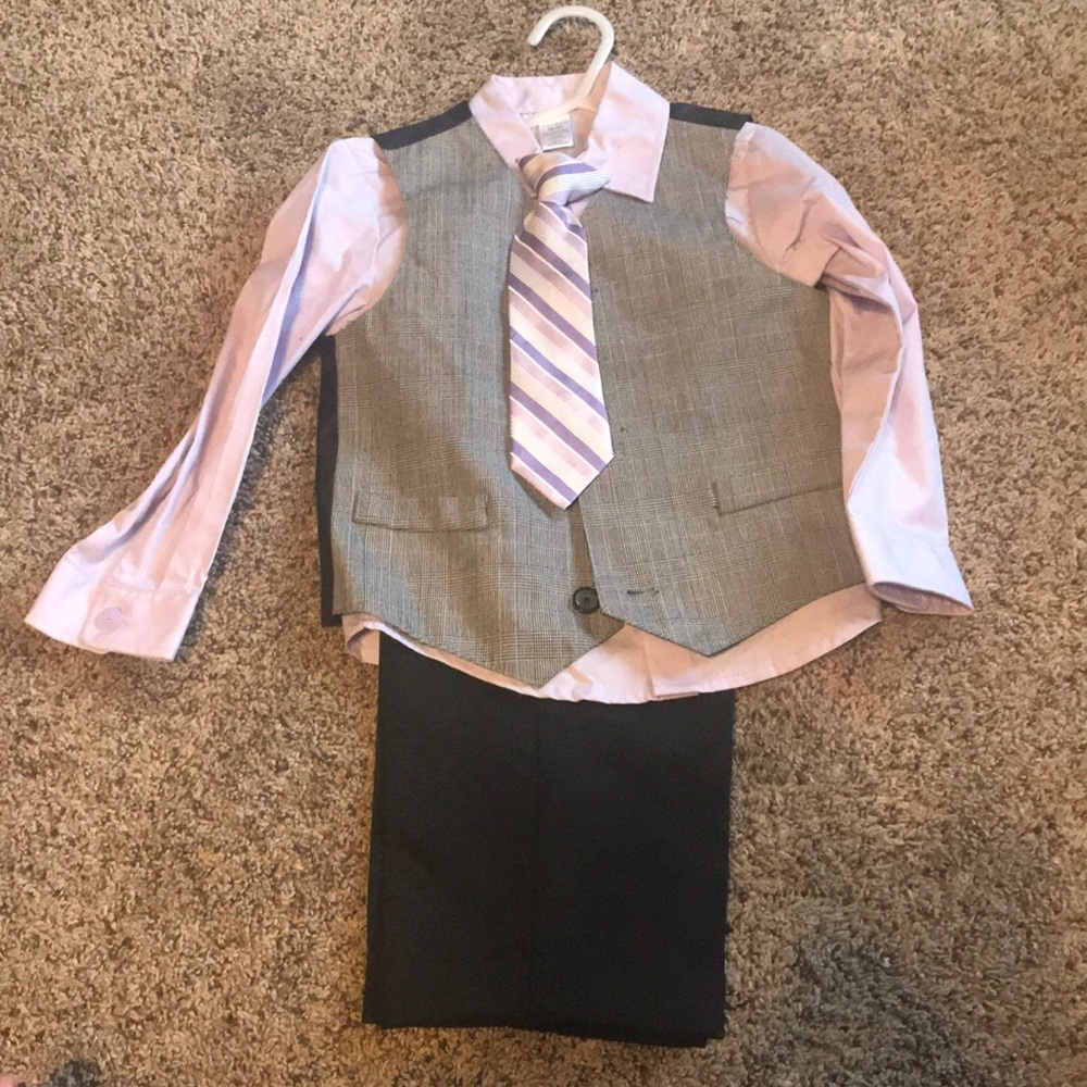 Boys 4 piece vest outfit, minimally worn
